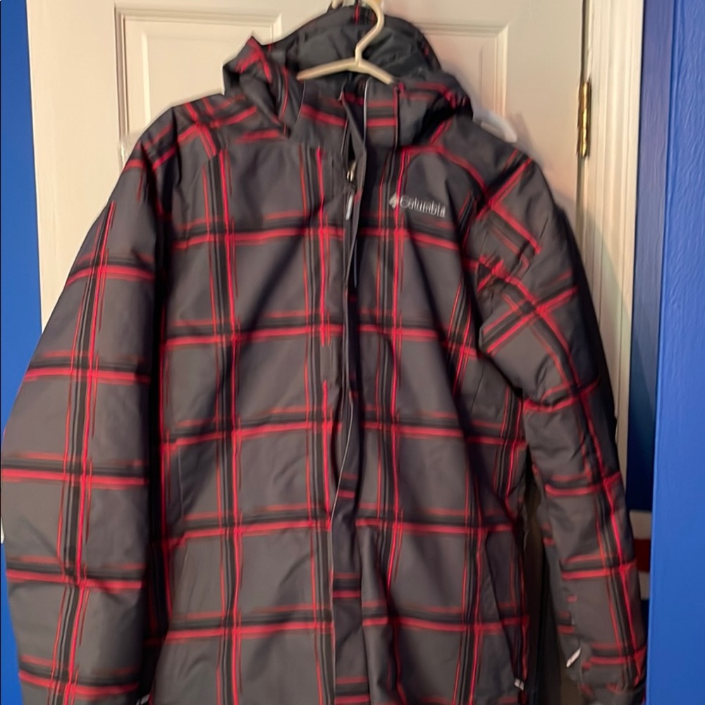 Columbia Gray and Red Plaid Jacket
